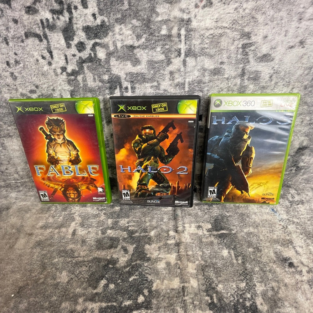 Vtg Xbox Game Lot Fable Halo 2 Halo 3 Microsoft Original Retro Gamer Bundle